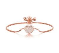 Philip Jones Bracelet d'amitié plaqué or rose avec cœur pavé créé avec des cristaux Zircondia®