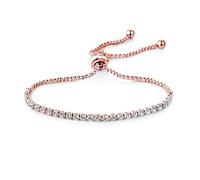 Philip Jones Bracelet d'amitié solitaire plaqué or rose créé avec des cristaux Zircondia®