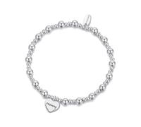 Philip Jones Bracelet élastique à perles avec breloque en forme de cœur