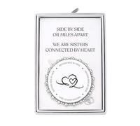 Philip Jones Bracelet élastique plaqué argent avec citation Sister avec boîte cadeau, cristal, cristal Zircondia