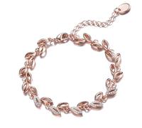 Philip Jones Bracelet Feuille Plaqué Or Rose Créé avec des Cristaux De Zircondia®