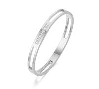 Philip Jones Bracelet jonc en acier inoxydable créé avec des cristaux Zircondia® (17,8 cm)