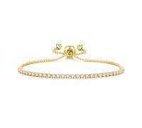 Philip Jones Bracelet rivière réglable plaqué or de 2 mm créé avec des cristaux Zircondia®, Adjustable, Cristal, Cristal Zircondia®