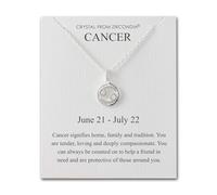 Philip Jones Collier avec pendentif signe astrologique du cancer et carte citation avec cristaux Zircondia