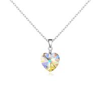 Philip Jones Collier coeur aurore boréale en argent sterling créé avec des cristaux Zircondia®