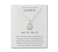 Philip Jones Collier Signe astrologique Taureau et carte citation avec cristaux Zircondia