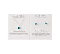 Philip Jones Ensemble collier et boucles d'oreilles avec pierre de naissance de décembre (topaze bleue) créés avec des cristaux Zircondia®