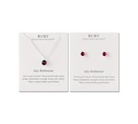 Philip Jones Ensemble collier et boucles d'oreilles avec pierre de naissance de juillet (rubis) créés avec des cristaux Zircondia®