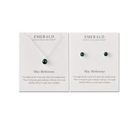 Philip Jones Ensemble collier et boucles d'oreilles avec pierre de naissance de mai (émeraude) créé avec des cristaux Zircondia®