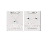 Philip Jones Ensemble collier et boucles d'oreilles avec pierre de naissance de mars (aigue-marine) créés avec des cristaux Zircondia®