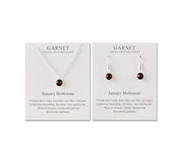 Philip Jones Ensemble collier et boucles d'oreilles pendantes avec pierre de naissance de janvier (grenat) créés avec des cristaux Zircondia®
