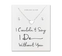 Philip Jones Ensemble cœur de mariage en argent sterling avec inscription « I Couldn't Say I Do Without You »