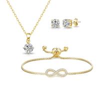 Philip Jones Ensemble d'amitié Infinity plaqué or créé avec des cristaux Zircondia®