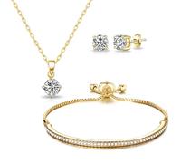 Philip Jones Ensemble d'amitié plaqué or créé avec des cristaux Zircondia®