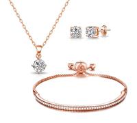 Philip Jones Ensemble d'amitié plaqué or rose créé avec des cristaux Zircondia®