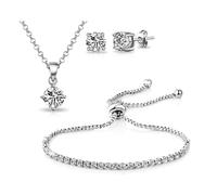 Philip Jones Ensemble d'amitié solitaire plaqué argent créé avec des cristaux Zircondia®