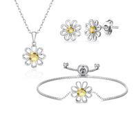 Philip Jones Ensemble de 3 bracelets marguerites créés avec des cristaux Zircondia®