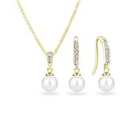 Philip Jones Ensemble de gouttes de perles plaquées or créées avec des cristaux Zircondia®