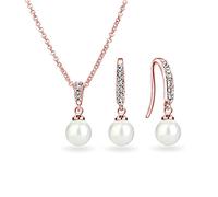 Philip Jones Ensemble de gouttes de perles plaquées or rose créées avec des cristaux Zircondia®