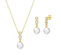 Philip Jones Ensemble de perles infini plaqué or créées avec des cristaux Zircondia