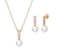 Philip Jones Ensemble de perles Infinity plaquées or rose créées avec des cristaux Zircondia