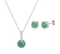 Philip Jones Ensemble de pierres précieuses en aventurine verte en argent sterling