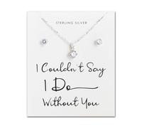 Philip Jones Ensemble solitaire de mariage en argent sterling avec cristaux Zircondia « I Couldn't Say I Do Without You »
