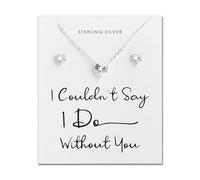 Philip Jones Ensemble solitaire en argent sterling avec inscription « I Couldn't Say I Do Without You » pour mariage avec cristaux Zircondia