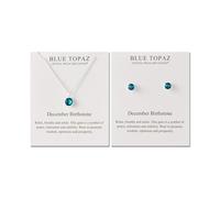 Philip Jones Parure collier et boucles d'oreilles avec pierre de naissance de décembre (topaze bleue) créée avec des cristaux Zircondia®, Cristal, Zircone cubique