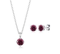 Philip Jones Parure collier et boucles d'oreilles en argent sterling avec pierre de naissance du mois de juin (alexandrite) avec cristaux Zircondia