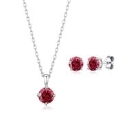 Philip Jones Parure collier et boucles d'oreilles en argent sterling avec pierre de naissance du mois de juillet (ru vec cristaux Zircondia