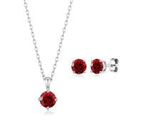Philip Jones Parure collier et boucles d'oreilles en argent sterling avec pierre de naissance du mois de janvier (grenat) avec cristaux Zircondia