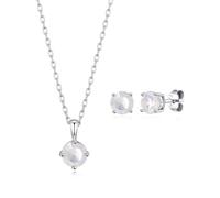 Philip Jones Parure collier et boucles d'oreilles en argent sterling avec pierre de naissance du mois d'octobre (opale) créée avec des cristaux Zircondia