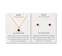Philip Jones Parure collier et boucles d'oreilles en plaqué or avec pierre de naissance du mois de juillet (ru réée avec des cristaux Zircondia