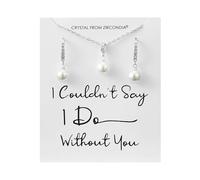 Philip Jones Parure de mariée en plaqué argent avec cristaux Zircondia « I Couldn't Say I Do Without You »