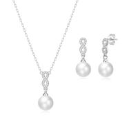 Philip Jones Parure de perles Infinity plaquées argent avec cristaux Zircondia