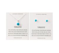 Philip Jones Pierre précieuse turquoise synthétique en argent sterling avec carte de citation