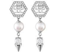 Philipp Plein Boucles d'oreilles argent / blanc perle, Taille One Size