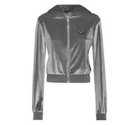 Philipp Plein - Chenille Sweat à capuche Sweatjacket Strass Skull - Femme - Sweatshirts et sweats à capuche - Gris - Taille: 46 FR