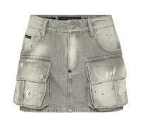 Philipp Plein - Denim Cargo Mini Skirt - Femme - Jupes - Gris - Taille: 42 FR