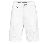 Philipp Plein - Denim Shorts Formentera Distressed - Homme - Shorts - Blanc - Taille: W30