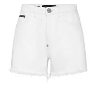 Philipp Plein - Denim Shorts Logo - Femme - Shorts - Blanc - Taille: W28