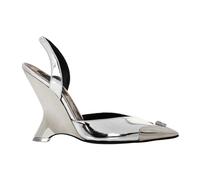 Philipp Plein, Femme, Chaussures, Gris, Taille: 36 EU Escarpins compensés Decollete en cuir effet miroir