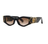 Philipp Plein Femme SPP136M PLEIN HERA 700Y Lunettes de soleil Acétate Noir Marron Géométrique Normale Ombré