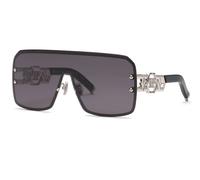 Philipp Plein Femme SPP162M PLEIN ICON EDGE 579 Lunettes de soleil Métal Palladium Fumée Masque Normale