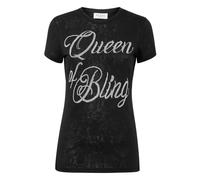 Philipp Plein, Femme, Tops, Noir, Taille: 36 FR T-shirt Col Rond MC Coupe Pure avec Cristaux