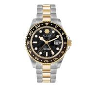Philipp Plein GMT-I Challenger Montre analogique à Quartz pour Homme, Argenté/doré/Noir, Moderne
