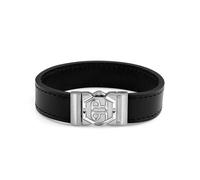 Philipp Plein Herren Armband Leder Silber HEXAGON TACTICAL BUCKLE PJVEA01BL