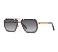 Philipp Plein Homme Philipp Plein SPP131 PLEIN LEGACY 301 Lunettes de soleil Métal Or Fumée Géométrique Normale Ombré
