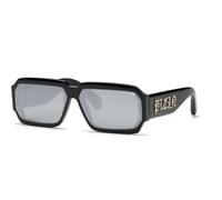 Philipp Plein Homme Philipp Plein SPP150 PLEIN MASTER 700 Lunettes de soleil Acétate Noir Fumée Carré Normale Miroir